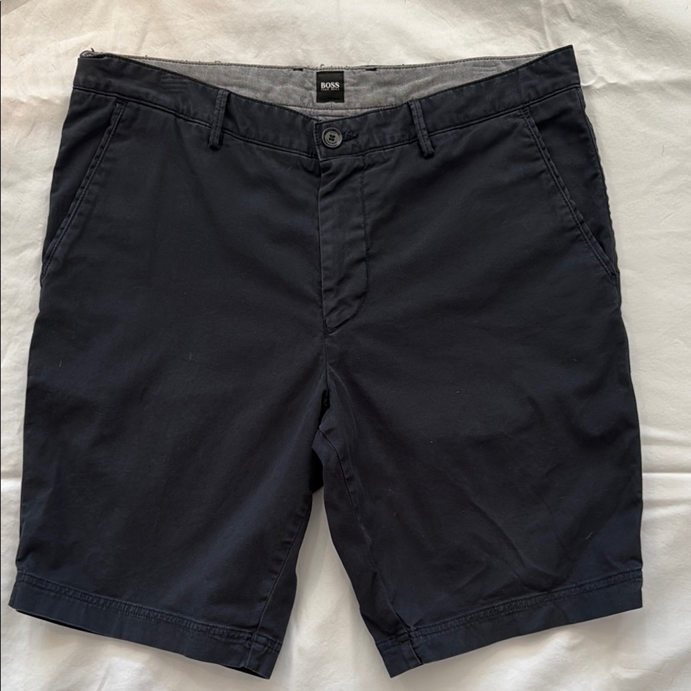Hugo Boss Black Flat Front Shorts Classic Style